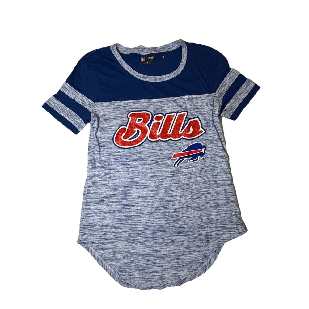 New Buffalo Bills Women Small NFL Team Apparel Shirt Blue Space Dye Short Sleeve